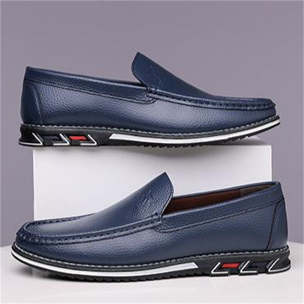 Genuine leather, breathable, comfortable, plus-size men's slip-on loafers