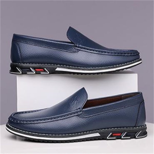 Genuine leather, breathable, comfortable, plus-size men's slip-on loafers