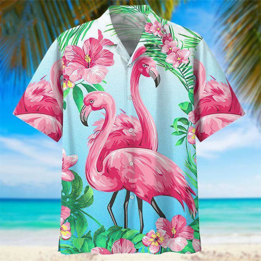 New Hawaii Cuba 3D printed men's short sleeved floral shirt