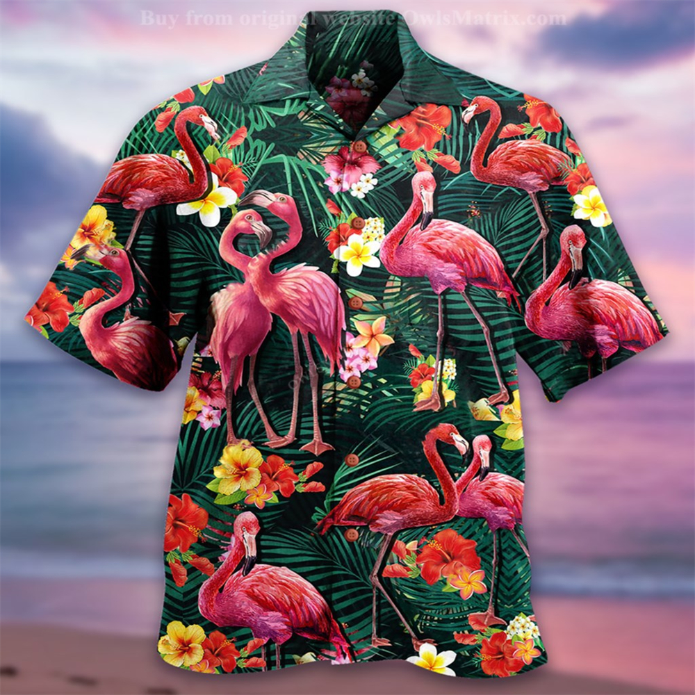 New Hawaii Cuba 3D printed men's short sleeved floral shirt