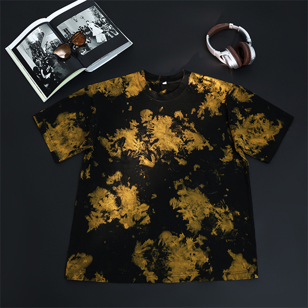 Retro pure cotton washed tie-dye loose round neck drop shoulder men's short sleeve T-shirt oversized