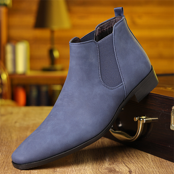 Genuine leather plus size suede pointed toe slip-on men's high-top leather shoes