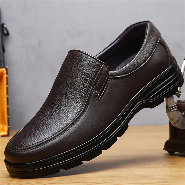 Genuine leather plus size soft-soled slip-on men's casual shoes