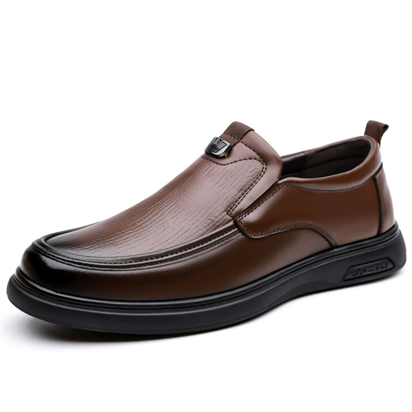Genuine leather plus size soft leather round toe slip-on men's loafers
