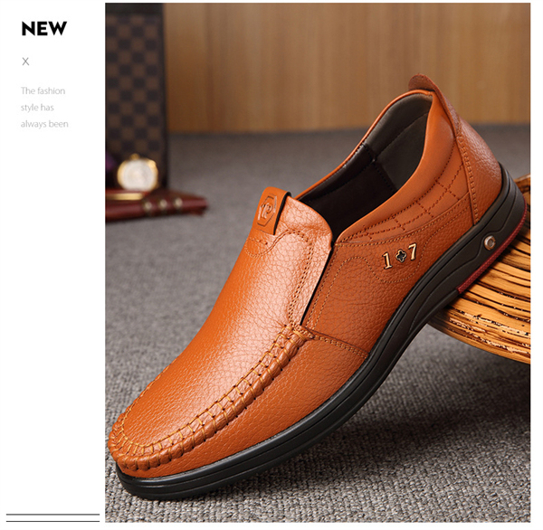 Genuine leather breathable casual fashion men's slip-on business shoes