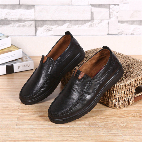 Genuine leather soft-soled glossy breathable men's business leather shoes for spring and autumn