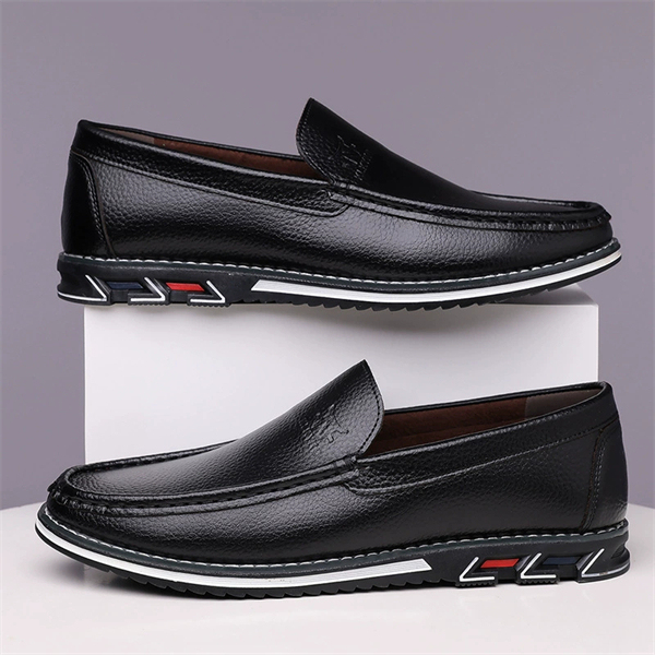 Genuine leather, breathable, comfortable, plus-size men's slip-on loafers