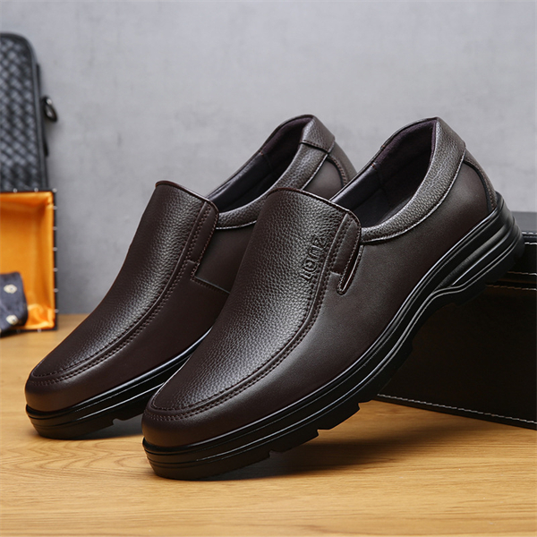 Genuine leather plus size soft-soled slip-on men's casual shoes