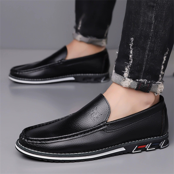 Genuine leather, breathable, comfortable, plus-size men's slip-on loafers