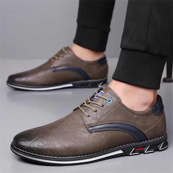 Genuine Leather Plus Size Lace-up Men's Lightweight Casual Shoes for All Seasons