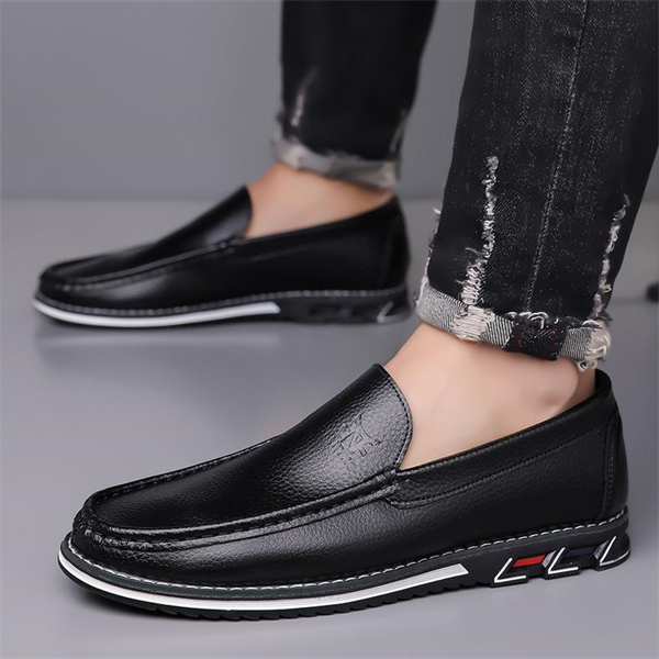 Genuine leather, breathable, comfortable, plus-size men's slip-on loafers