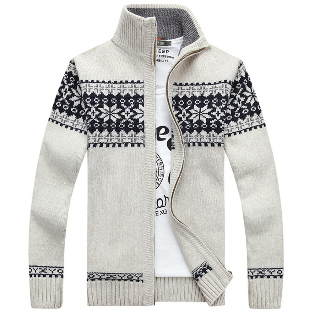 New knitted cardigan stand up collar zipper men's casual sweater jacket