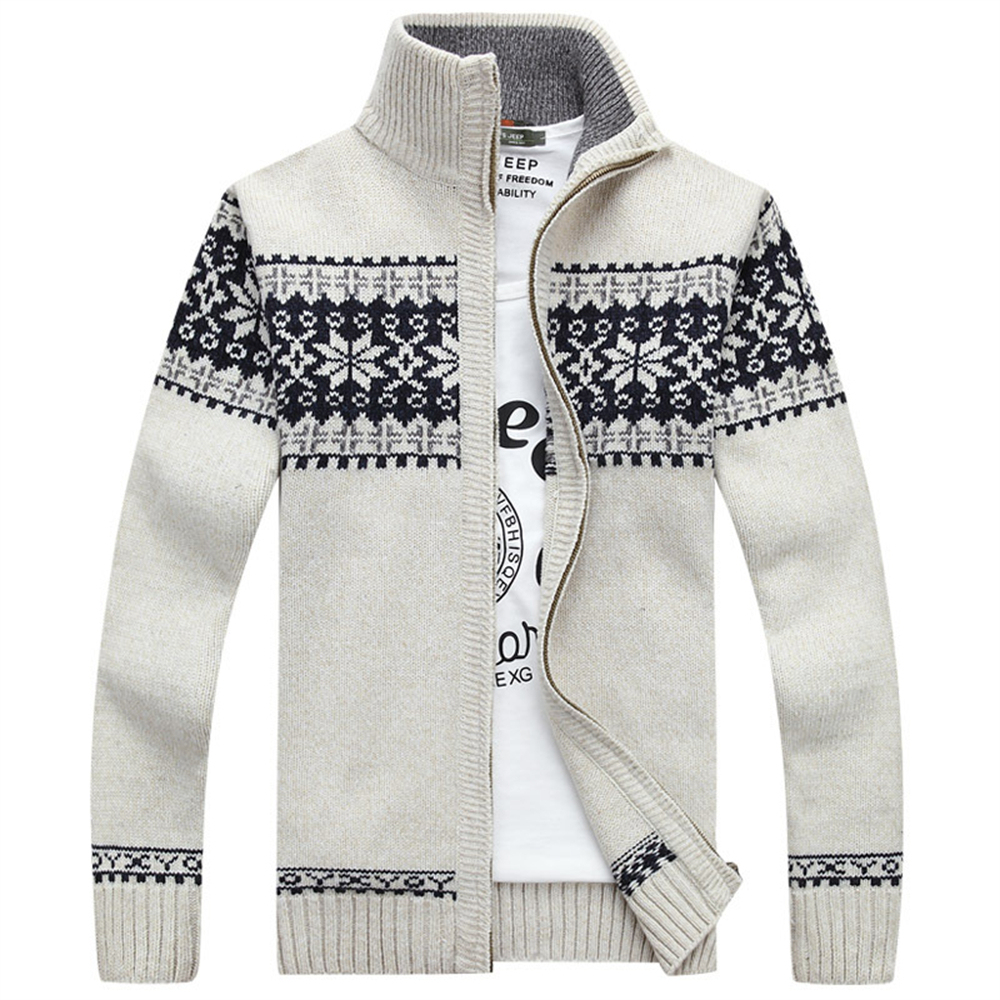New knitted cardigan stand up collar zipper men's casual sweater jacket