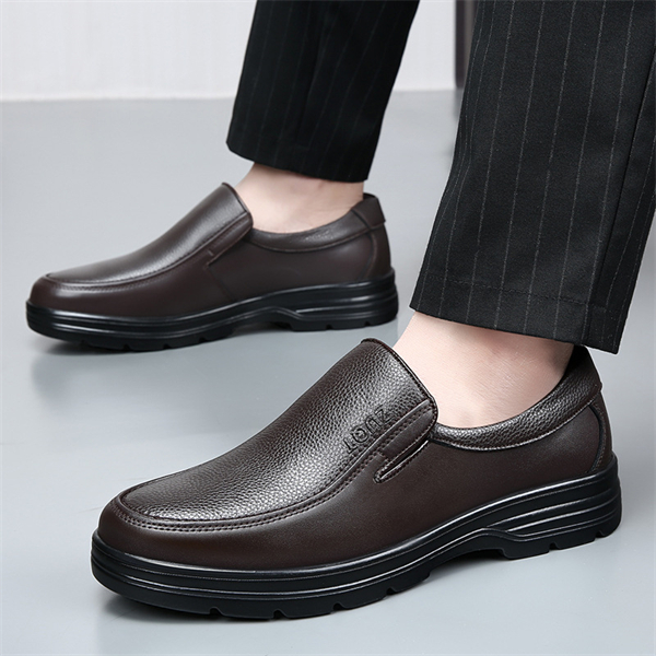 Genuine leather plus size soft-soled slip-on men's casual shoes