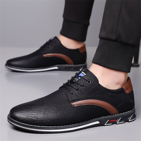 Genuine Leather Plus Size Lace-up Men's Lightweight Casual Shoes for All Seasons