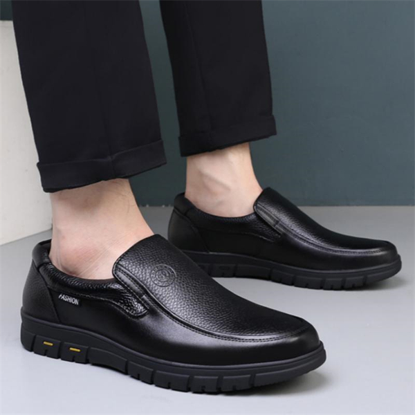 Genuine leather loose-fitting non-slip plus size men's loafers