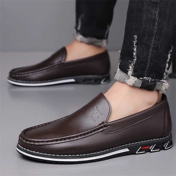 Genuine leather, breathable, comfortable, plus-size men's slip-on loafers