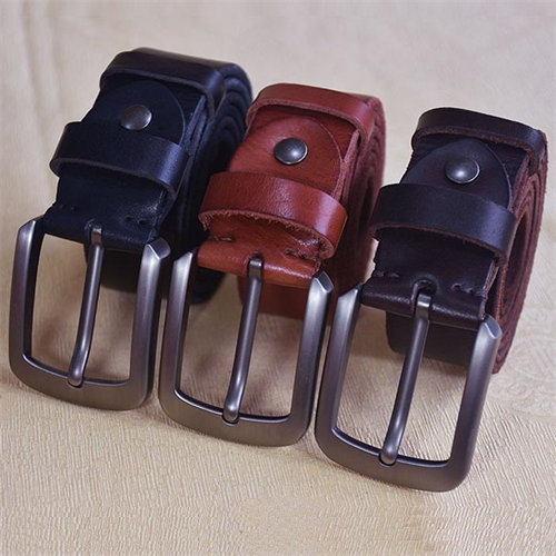 Genuine leather handmade pin buckle retro casual top layer cowhide belt