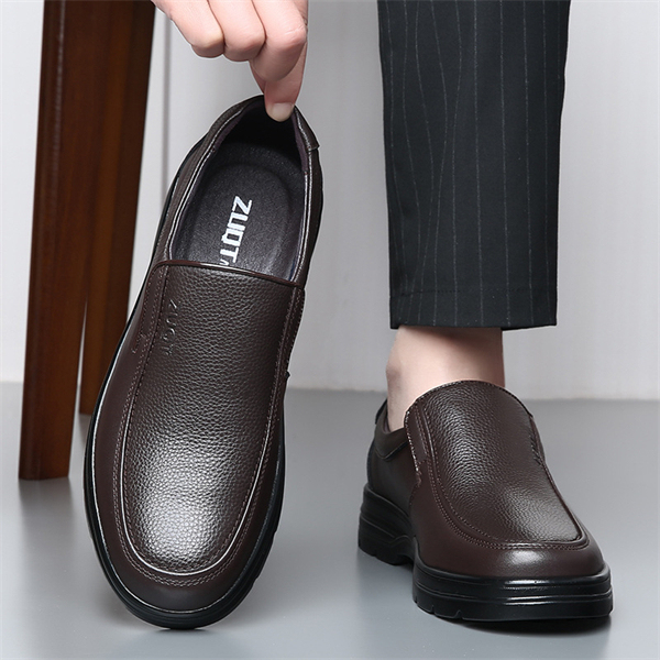 Genuine leather plus size soft-soled slip-on men's casual shoes