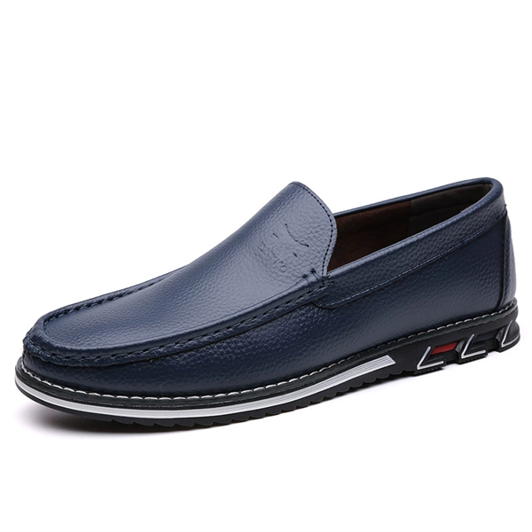 Genuine leather, breathable, comfortable, plus-size men's slip-on loafers
