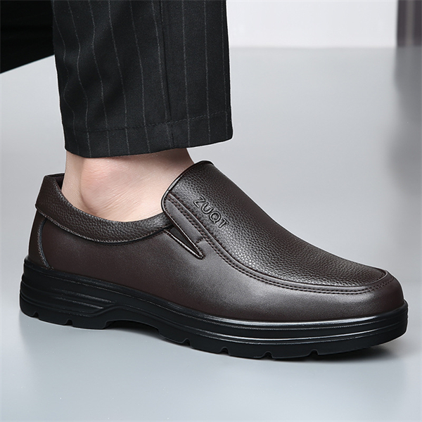 Genuine leather plus size soft-soled slip-on men's casual shoes