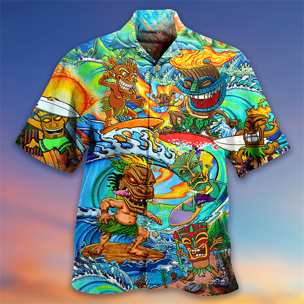 New Hawaii Cuba 3D printed men's short sleeved floral shirt