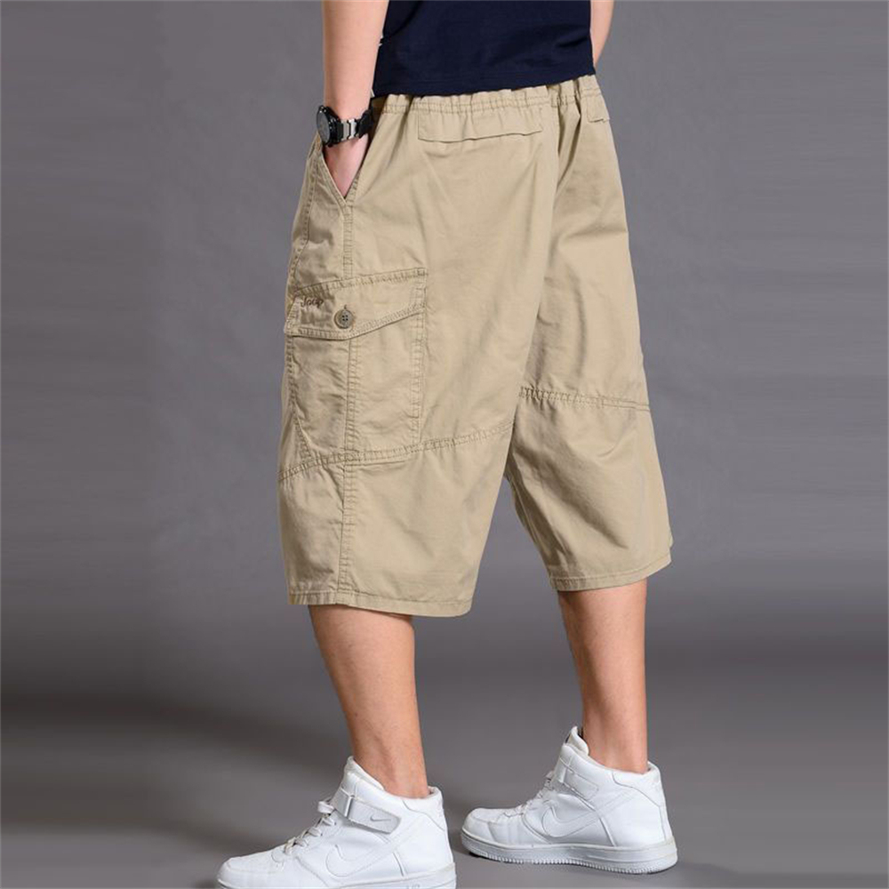 Summer loose fit sports men's casual plus size wide leg cropped pants