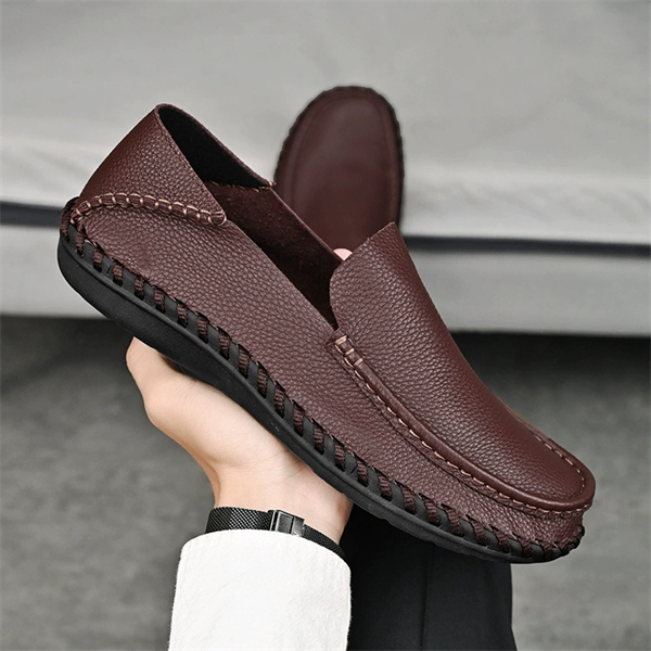 Genuine leather plus size breathable soft leather men's slip-on loafers