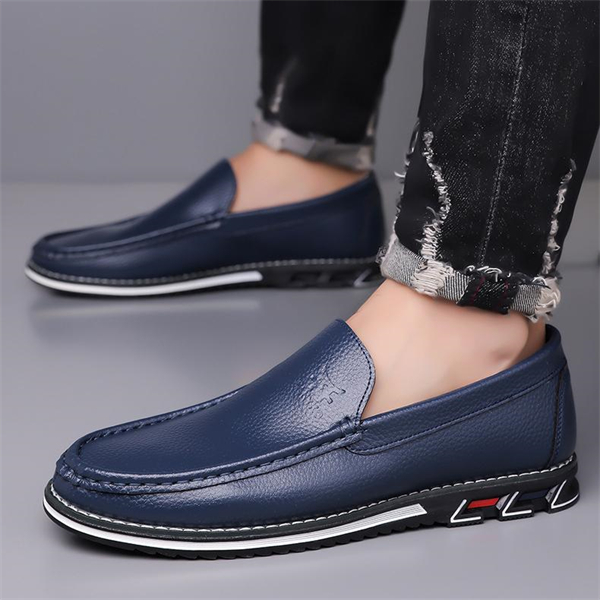 Genuine leather, breathable, comfortable, plus-size men's slip-on loafers