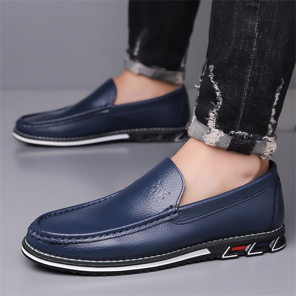 Genuine leather, breathable, comfortable, plus-size men's slip-on loafers