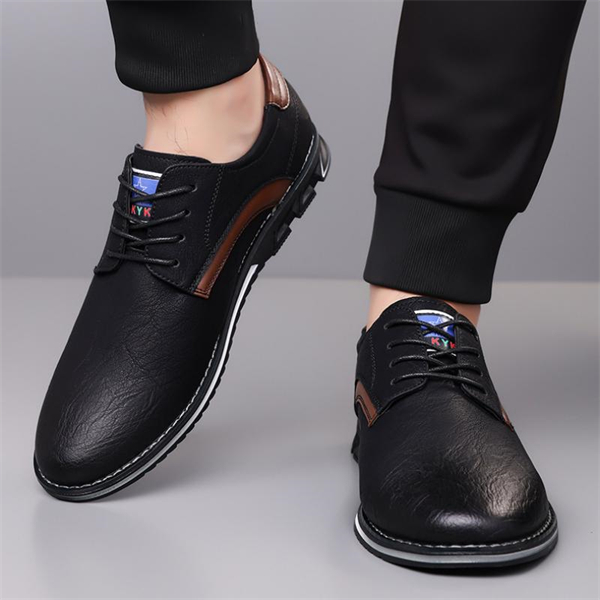 Genuine Leather Plus Size Lace-up Men's Lightweight Casual Shoes for All Seasons