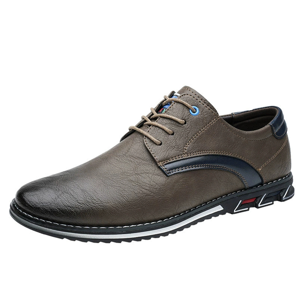 Genuine Leather Plus Size Lace-up Men's Lightweight Casual Shoes for All Seasons