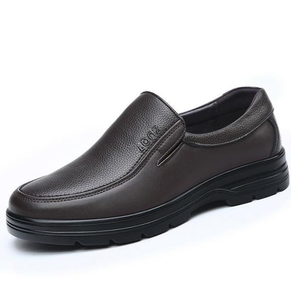 Genuine leather plus size soft-soled slip-on men's casual shoes
