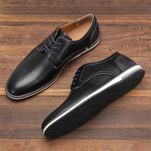 Genuine leather plus size color-blocked comfortable and breathable men's casual shoes