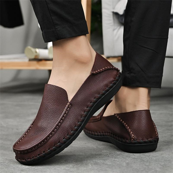 Genuine leather plus size breathable soft leather men's slip-on loafers