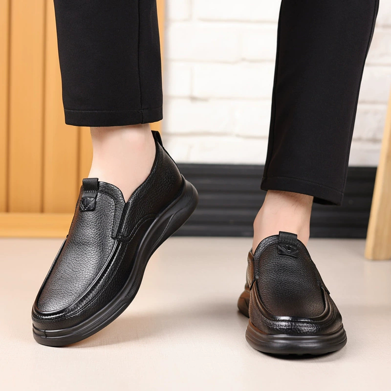 Men’s Casual Leather Shoes – Genuine Leather, Breathable, Soft-Soled, Available in Large Sizes