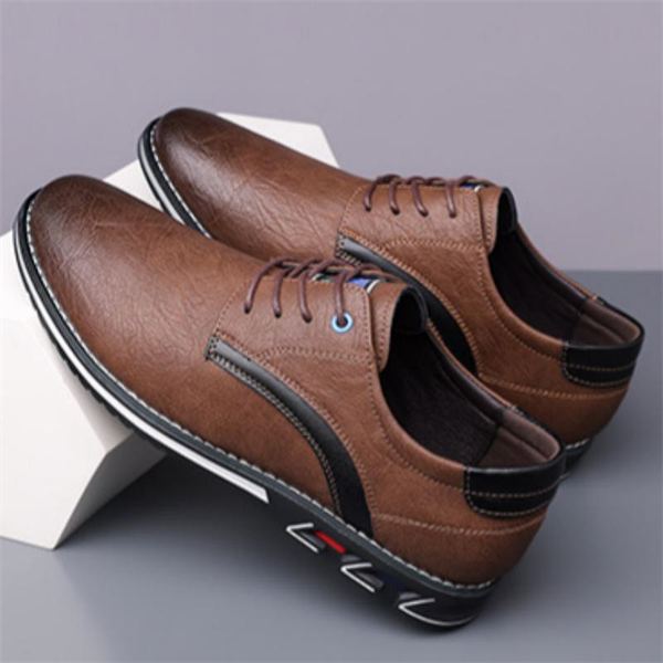 Genuine Leather Plus Size Lace-up Men's Lightweight Casual Shoes for All Seasons