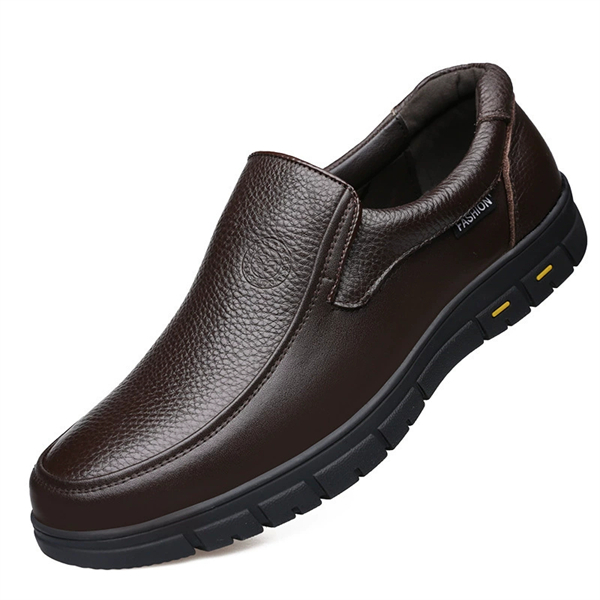 Genuine leather loose-fitting non-slip plus size men's loafers