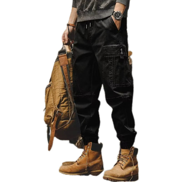 American-style heavyweight retro straight-leg plus-size men's cargo pants for spring and autumn