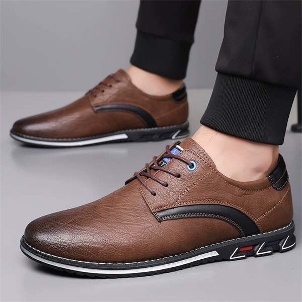 Genuine Leather Plus Size Lace-up Men's Lightweight Casual Shoes for All Seasons