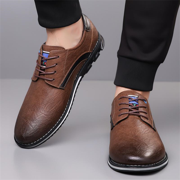 Genuine Leather Plus Size Lace-up Men's Lightweight Casual Shoes for All Seasons