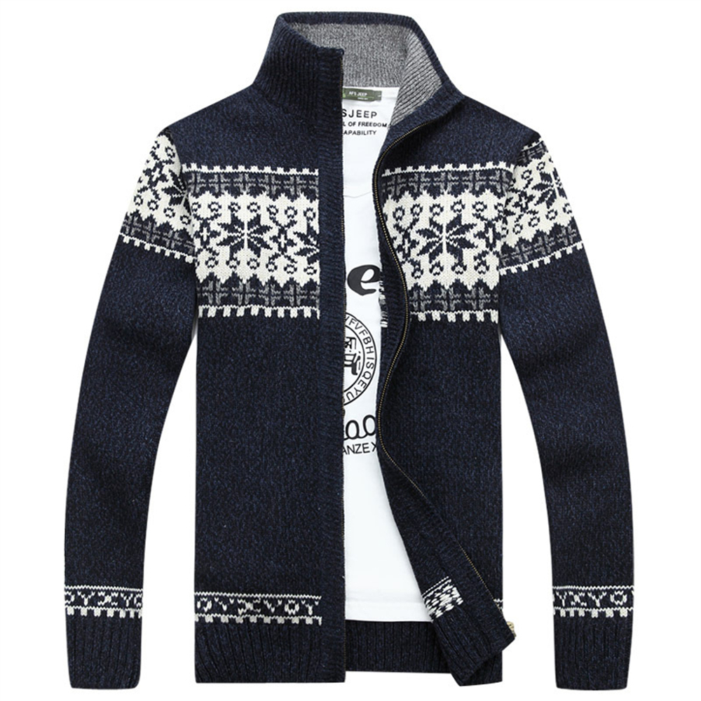New knitted cardigan stand up collar zipper men's casual sweater jacket