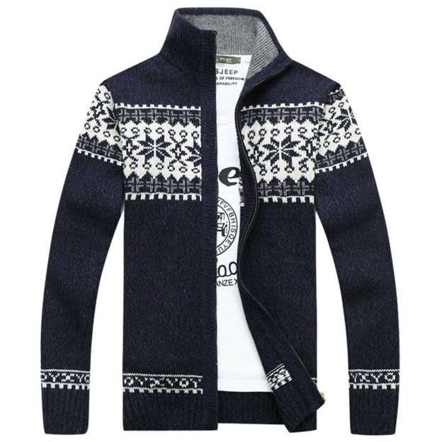 New knitted cardigan stand up collar zipper men's casual sweater jacket