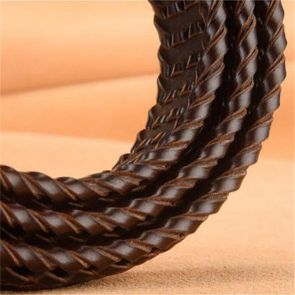 Genuine Leather Vintage Woven Hollow-Out Buckle Men's Belt