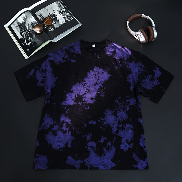 Retro pure cotton washed tie-dye loose round neck drop shoulder men's short sleeve T-shirt oversized