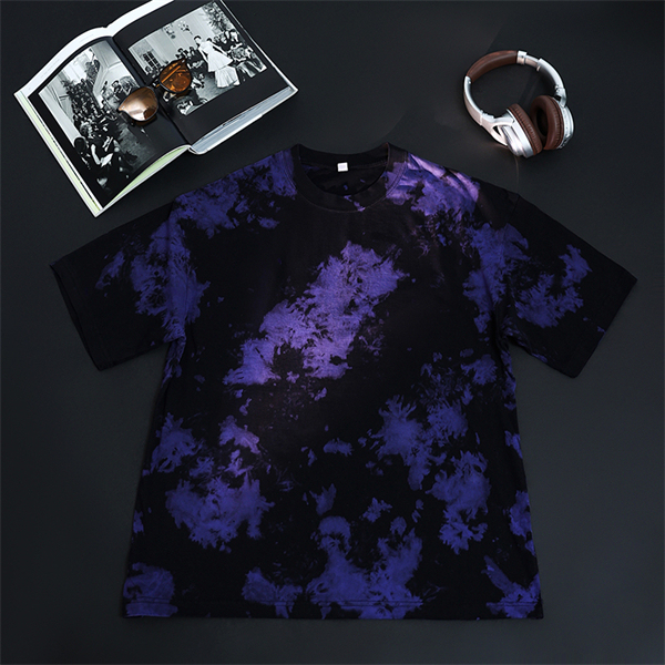 Retro pure cotton washed tie-dye loose round neck drop shoulder men's short sleeve T-shirt oversized