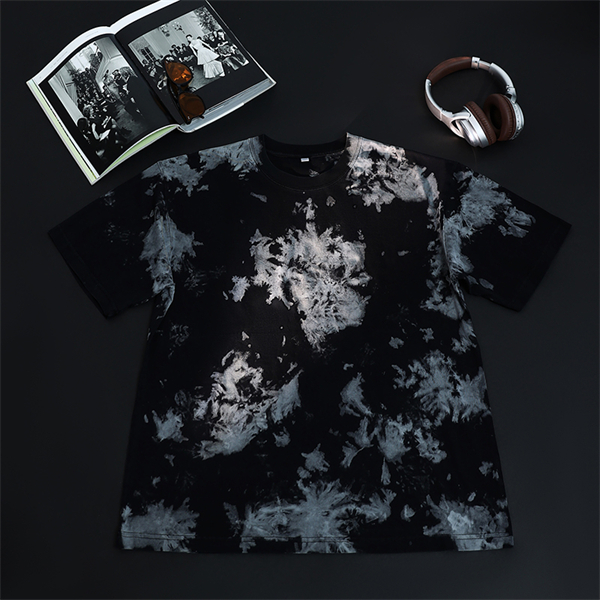 Retro pure cotton washed tie-dye loose round neck drop shoulder men's short sleeve T-shirt oversized