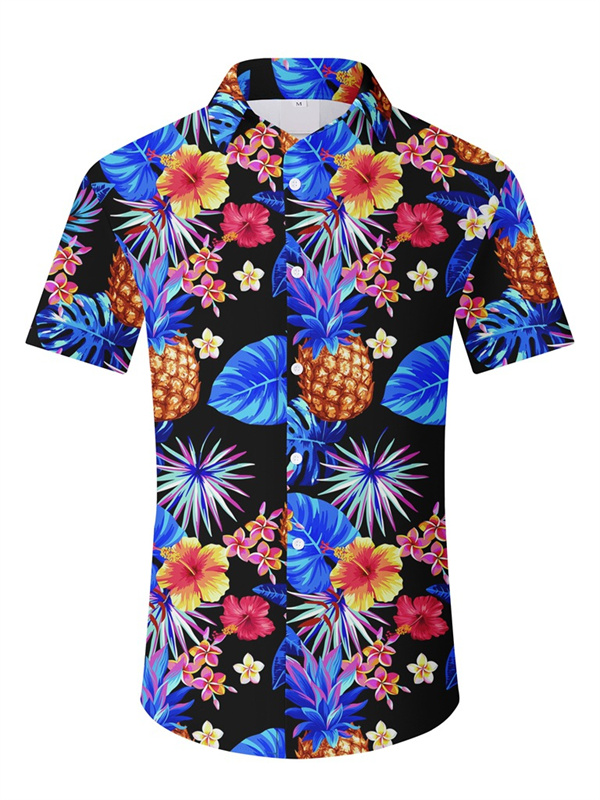 Summer New Hawaii Fashion 3D Floral Men's Short sleeved Shirt