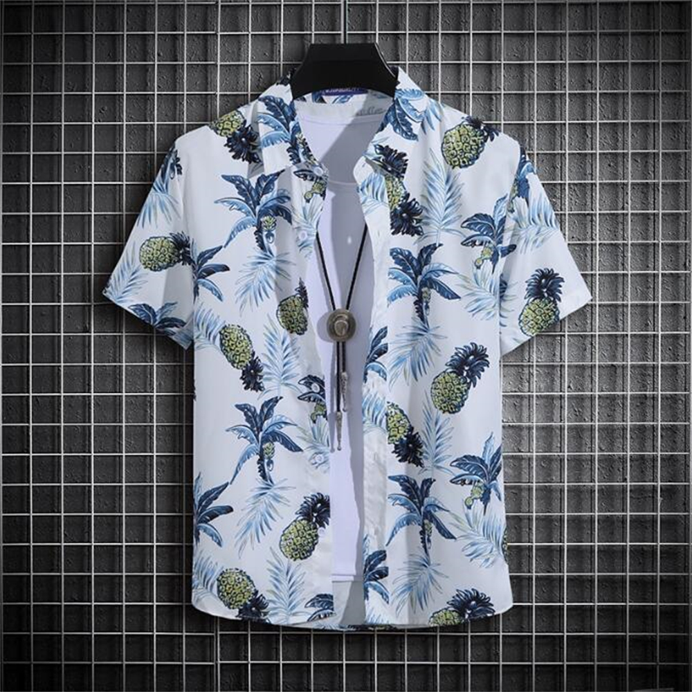New beach Hawaiian loose and handsome men's short sleeved floral shirt