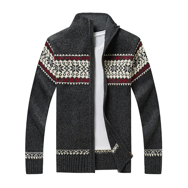 New knitted cardigan stand up collar zipper men's casual sweater jacket